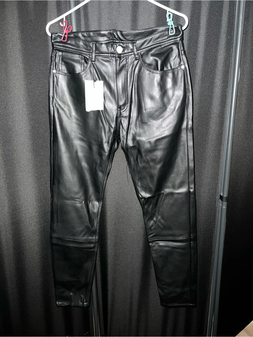 Black Faux Leather Men’s Pants
